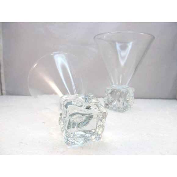 Set of 2 Vintage Disaronno Melting Ice Cube Base Martini Glasses Made in Italy - Picture 6 of 16